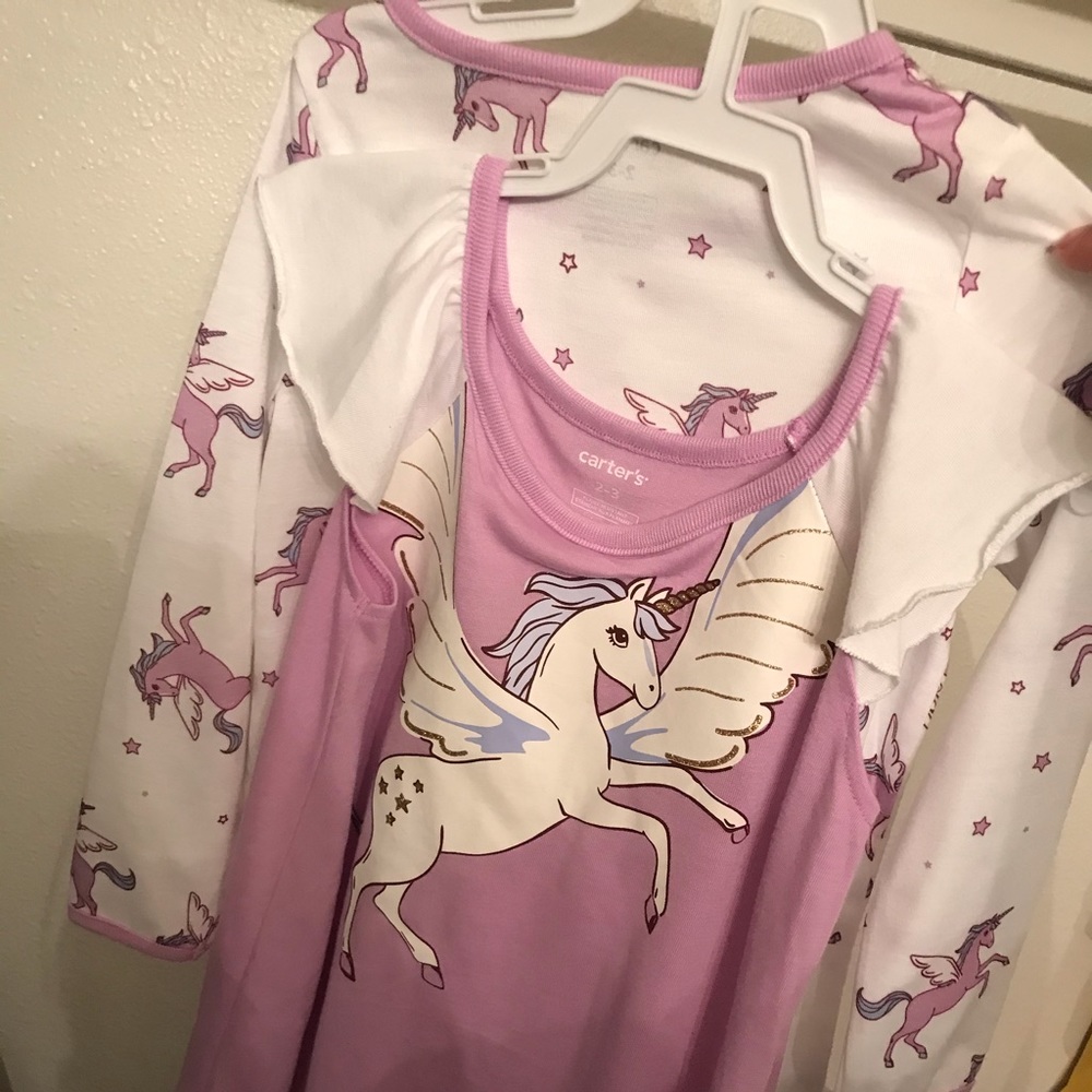 2 sets girls pajamas unicorns